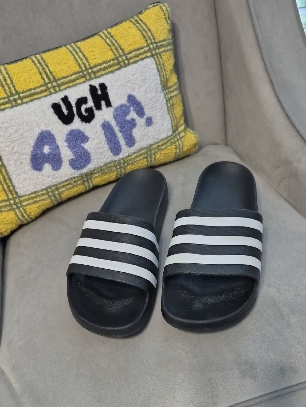 ADIDAS Classic Black Slide Sandals with White Stripes